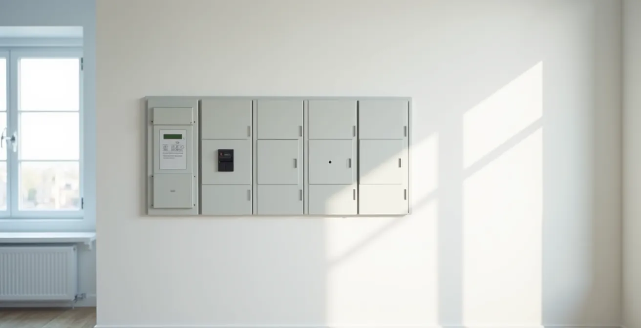 Vue d'ensemble d'un tableau électrique moderne dans un environnement résidentiel épuré